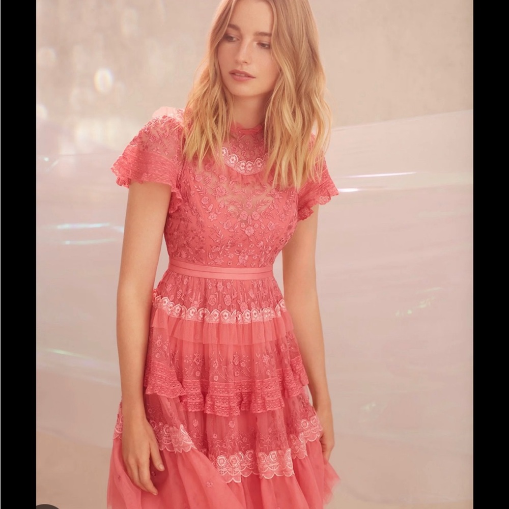 Needle & Thread
Women's Pink Iris Embroidered Tulle Dress